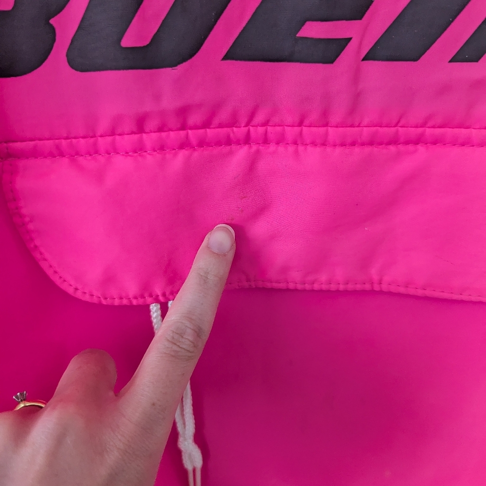 VTG Boeing Pullover 1/4 Zip Hooded Running Jacket Windbreaker Neon Pink - Picture 2 of 7